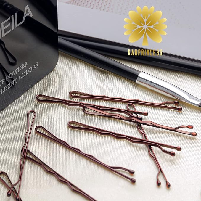 100PCS 2Inches Hair Pins Kit Hair Clips Secure Hold Bobby Pins Hair Clips for Women Girls and Hairdressing Salon With Clear Storage Box(Brown)