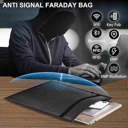 5 Pack Faraday Bags for Laptops & Tablets & Phones & Car Keys, Anti-Tracking Faraday Cage, Signal Blocker Pouch, Fireproof & Waterproof EMP Bag, Faraday Key Fob Protector