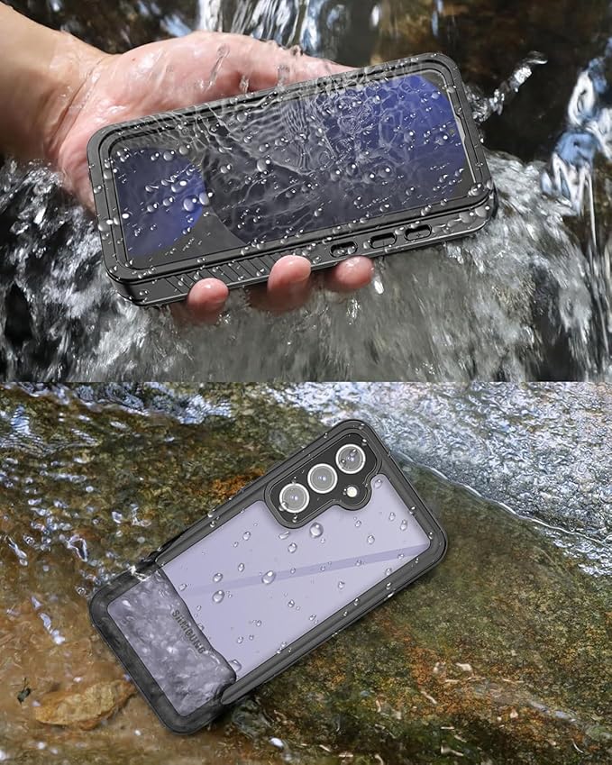 Miimall for Samsung Galaxy S24 FE Case Waterproof, IP68 Underwater, Full Heavy Duty Protection, Built-in Screen&Camera Protector, Military Shockproof Dropproof Rugged Phone Case for S24FE 6.7", Black