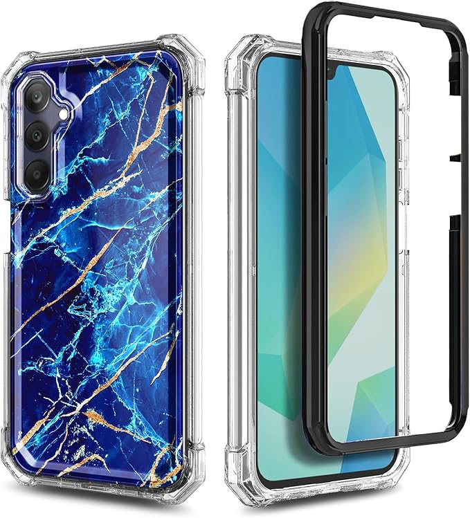 Designed for Samsung Galaxy A36-5G Phone Case, Magnetic Compatible with MagSafe, [Raised Corners Drop Protection] Shockproof Protective Bumper Cover (Marble Sapphire)