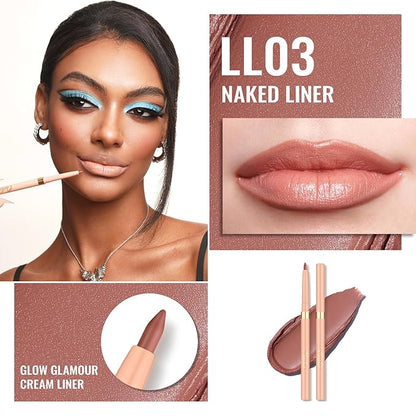 Oulac Lipstick & Lipliner Set 3PCS High Impact Lipcolor with Moisturizing Formula, Vegan Beauty, Full-Coverage Lip Color, Gift Lipstick for Women, LL03+PG07+PG11