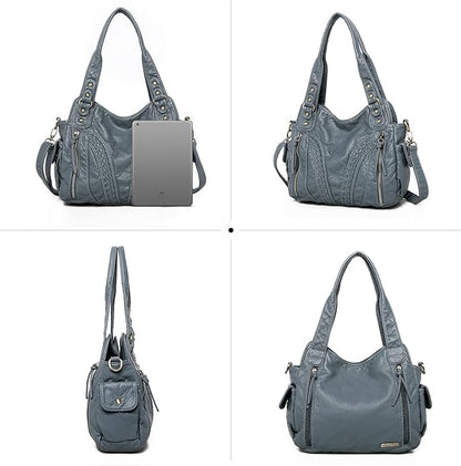 Montana West Washed Leather Hobo Bags for Women Roomy Handbags with Crossbody Strap