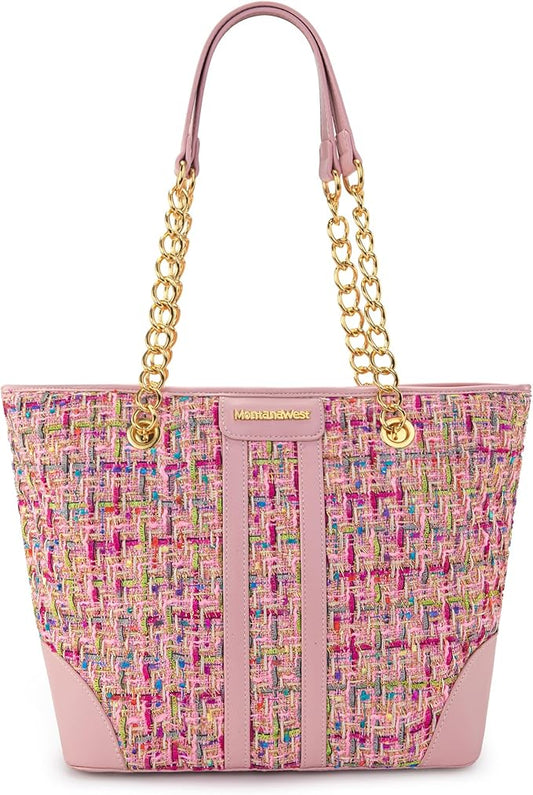 Montana West MEDIUM Tote Bag for Women Quilted Chain Handbags Shoulder Purse