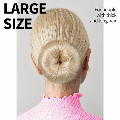 Teenitor Donut Hair Bun Maker Set, Hair Bun Shaper Set with Large, Medium, Small Hair Donuts For Buns, Hair Accessories For Girls, 5 Elastic Bands, Beige
