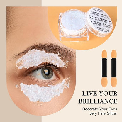 Glitter Body Face Hair Makeup Festival Gel, 6 Shapes Clear White Rave Glitter Face Pain Glitter Eyeshadow for Kids Women Girls Singer Concerts Festival Rave Accessories
