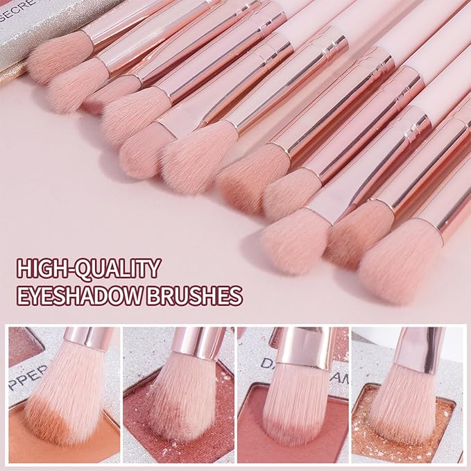 MAANGE Makeup Brushes, 41 Pcs Premium Synthetic Makeup Brush Set Contour Blush Concealers Eye Shadow Eyeliner Blending Make Up Brush Kit (Pink, 41 Piece Set)