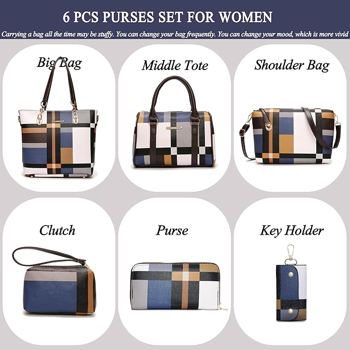 2E-youth Designer Purses and Handbags for Women Satchel Shoulder Bag Tote Top Handle Bag