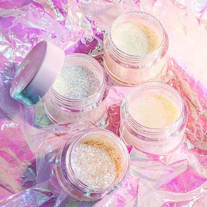 2 Pack Body Glitter Gel - Cosmetic-Grade, Color Changing Christmas Glitter Makeup for Face, Body, and Hair, Safe and Easy to Use, Perfect for Festivals Parties (01 Golden Mirage + 02 Stardust Pink)
