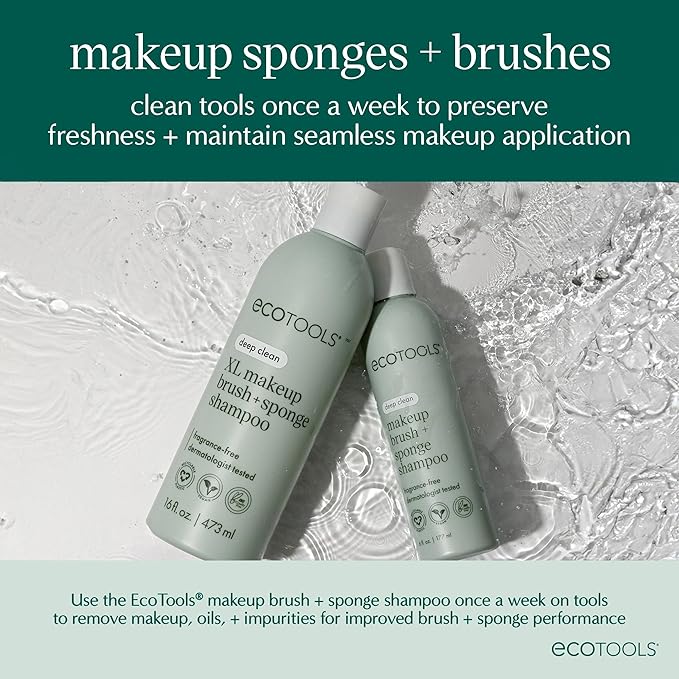 EcoTools Blurring Blender Makeup Sponge Duo, Makeup Blender Sponge For Blurred Skin, For Liquid & Cream Foundation, Cloud Coverage Memory Foam, Eco Friendly & Latex Free, Cruelty-Free & Vegan, 2 Count