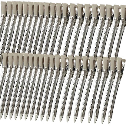 40 PCS 3.5 Inch Duck Billed Clips,Metal Alligator Curl Hair Clips with Holes for Styling, Coloring, Thick Hair Rollers, Salon Use,Alligator Clips for Women for Thick Hair & Thin Hair,Silver