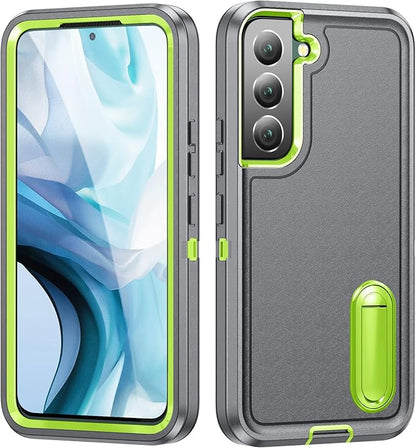 for Samsung Galaxy S22 Plus Case Galaxy S22+ Case with Kickstand Case 3-Layer Military Grade Protective Case Cover Silicone Rugged Shockproof for Galaxy S22 Plus S22+ Phone Case Gray+Green