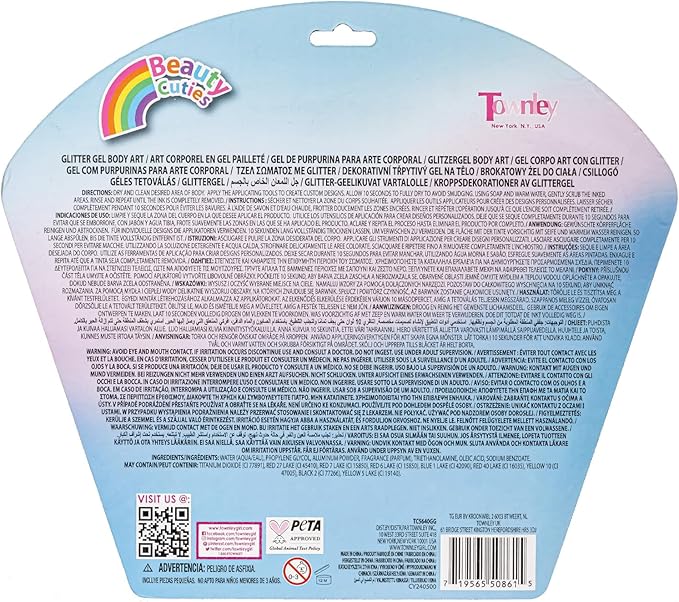 Townley Girl Mermaid 16 Piece Glitter Pen Body Art Set, Glittery and Bright Colors, Ages 3