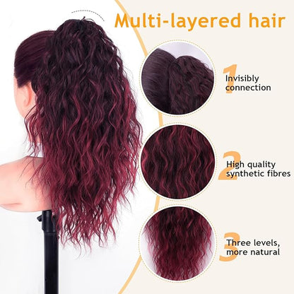 ORSUNCER Ponytail Extension Claw 18" Curly Pony Tail Clip in Claw Hair Extensions Fluffy Natural Looking Synthetic Hairpiece for Women