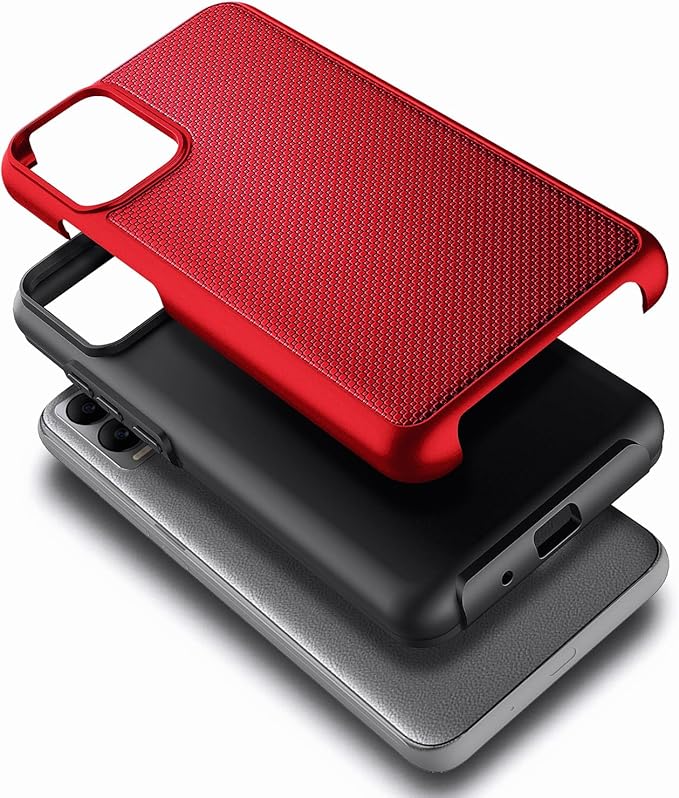Designed for Cricket Debut S3 Phone Case (U572AC), AT&T Vista 2 (2024 U572AA) Case, [9FT Military Grade Drop Tested] Full-Body Protective Dual Layer Hybrid Shockproof Phone Case (Red)