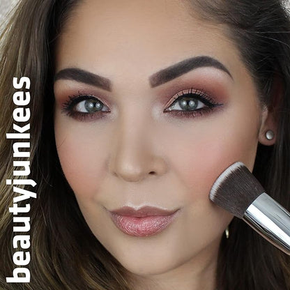 Flat Top Kabuki Foundation Brush - Beauty Junkees Large Dense Synthetic Face Makeup Brushes for Liquid, Cream, Powder Make Up, Buffing, Blending, Stippling Applicator, Brocha Para Base de Maquillaje