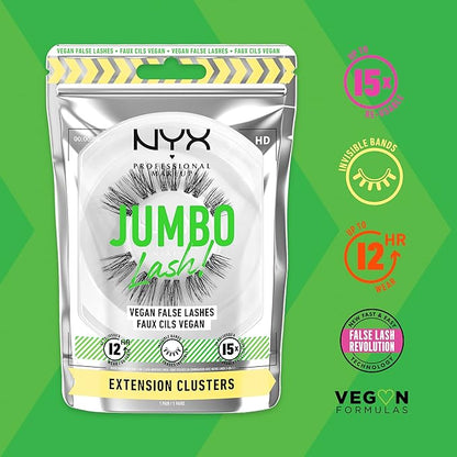 NYX PROFESSIONAL MAKEUP Jumbo Lash! Vegan False Eyelashes, Up to 12HR Wear, Reusable Fake Lashes - Extension Clusters