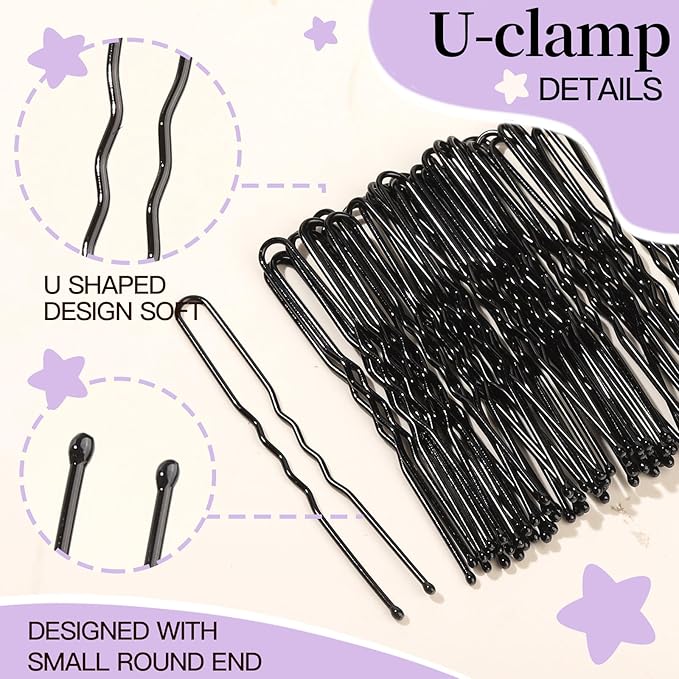FANDAMEI 30cm Hair Net for Kids, Invisible Hair Nets 20PCS with 40PCS U Shaped Hair Pins, Hair Nets for Buns, Bun Hair Nets for Ballet Girls Hair Accessories Set for Women, Girls-Black