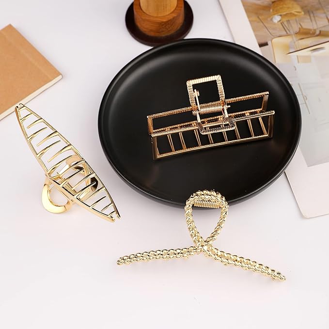 Mehayi 3 PCS Metal Large Claw Clips for Thick Heavy Hair, Strong Hold Big Non-Slip Hair Catch Barrette Jaw Clamp for Long Hair, Fashion Styling Accessories for Women Girls