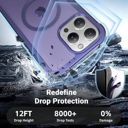 for iPhone 13 Pro Max case, with [Compatible with MagSafe][Military Grade Drop Protection][Heavy Duty Protection][Non-Slip][Shockproof] with 2-Layer Durable Bumper Phone Case 6.7''-Dark Purple