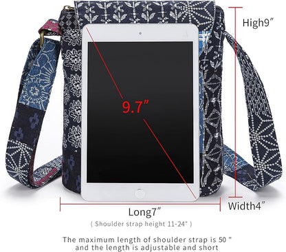 OPQRSTU Women's Retro Small Size Canvas Shoulder Bag Hippie Boho Crossbody Handbag