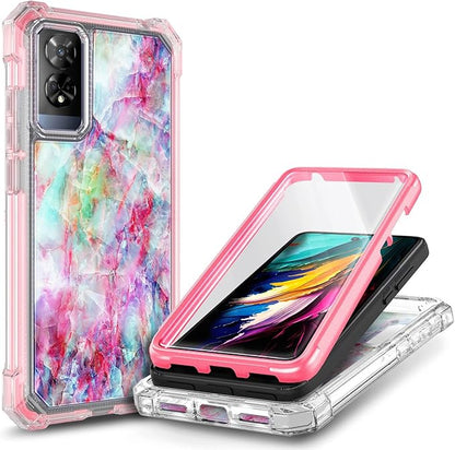 Designed for TCL 50 XE 5G Phone Case, 50 XE NXTPAPER 5G Case with Screen Protector, [Raised Corners Drop Protection] Full-Body Protective Shockproof Rugged Bumper Cover (Marble Fantasy)