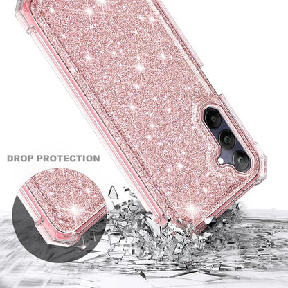 Designed for Samsung Galaxy A35 5G Case, Slim Stylish [16FT Military Grade Drop Tested] Full-Body Protective Shockproof Rugged Bumper Case with [Built-in Screen Protector] Glitter Rose Gold