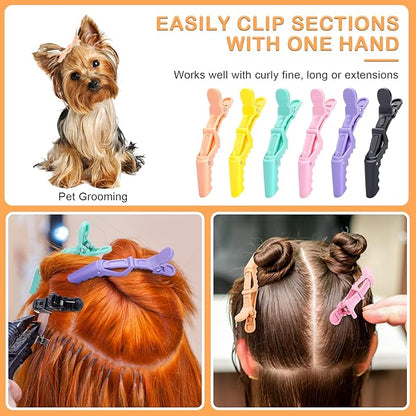 30 Pcs Alligator Hair Clip for Styling Sectioning - Salon Hair Clip for Thick Hair, Plastic Hair Styling Clip with Wide Teeth & Double-Hinged Design (Colorful)