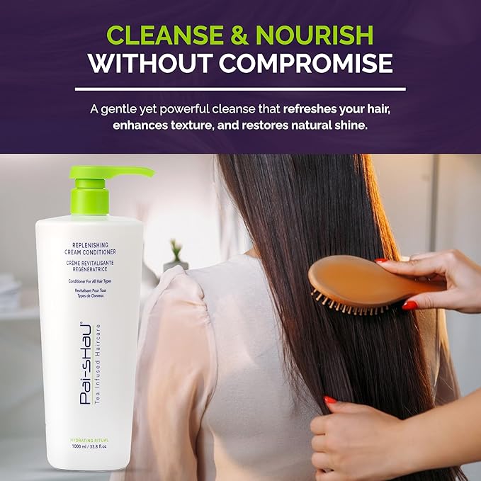 Pai-Shau Replenishing Cleanser and Conditioner Set - Hydrating Shampoo and Conditioner for All Hair Types - 2x1000ml