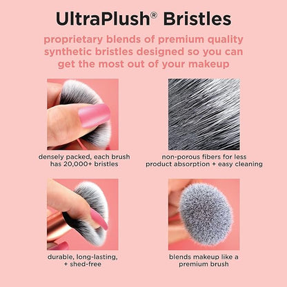 Real Techniques Makeupsaver Sponge + Brush Trio, Makeup Blending Sponge & Brushes For Liquid & Cream Formulations, Natural Finish & Reduces Makeup Waste, Cruelty & Latex-Free 3 Piece Set
