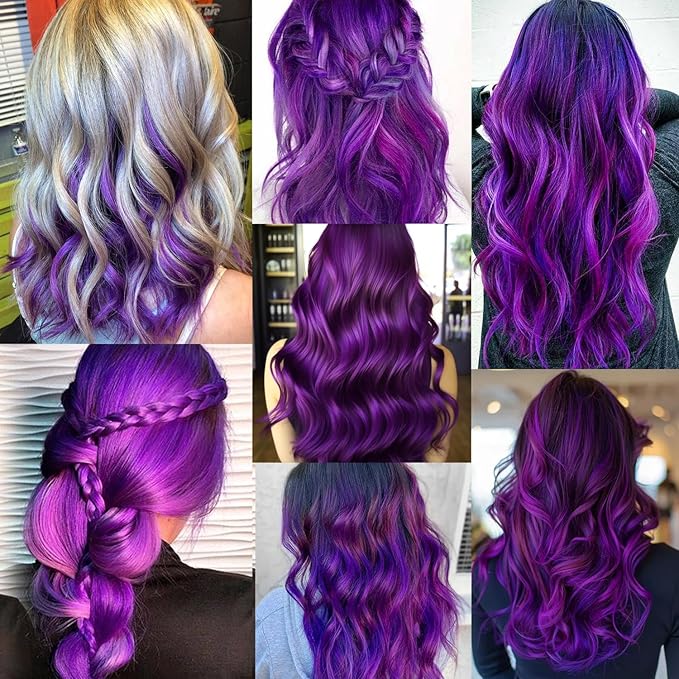 22 inch Colored Hair Extensions Straight Hairpiece, Multi-colors Party Highlights Clip in Synthetic Hair Extensions for Women Kids Girls Favor Cosplay Gift (10pcs Purple)