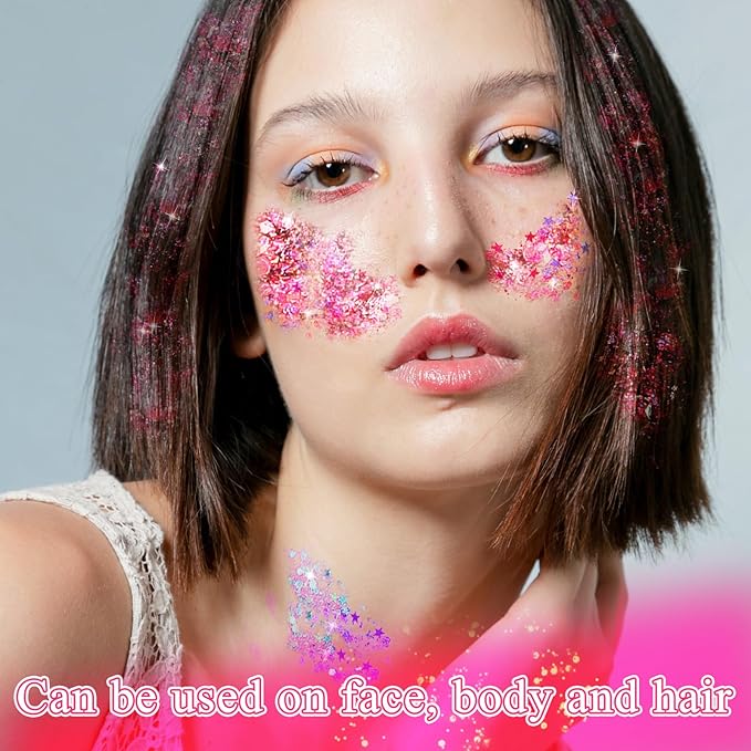Fluorescent Face Glitter Gel 12 Colours Body Glitter Gel Kit Carnival Glitter Makeup Festival Outfits for Women Hair Glow in The Dark Glitter Gel Light Glitter for Halloween Eyeshadow Nails