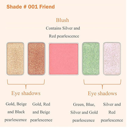 PAUL & JOE Makeup Eyeshadow Palette - Summer Collection - Limited Edition - Original Case Logo with Gipsy’s Face - Includes Four Eye Colors and One Blush Color - 001 Friend - 0.63 oz