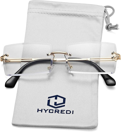 Rectangle Sunglasses for Men/Women Small Rimless Square Shade Eyewear