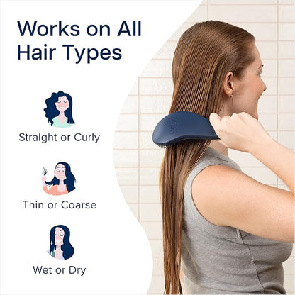Crave Naturals Glide Thru Detangling Hair Brush for Adults and Kids - Detangler Hairbrush for Curly or Straight, Wet or Dry Hair - Gentle on Tangles Hair Comb - Navy Blue and Blue Cheetah (Pack of 2)