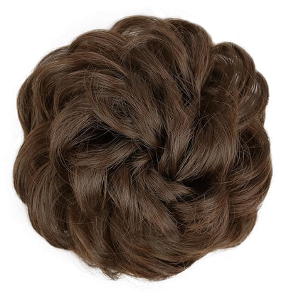 MORICA Messy Bun Hair Piece 1 PCS Curly Hair Bun Scrunchies Extension Synthetic Chignon Ponytail Hairpieces for Women (1-8#(Medium chestnut Brown))