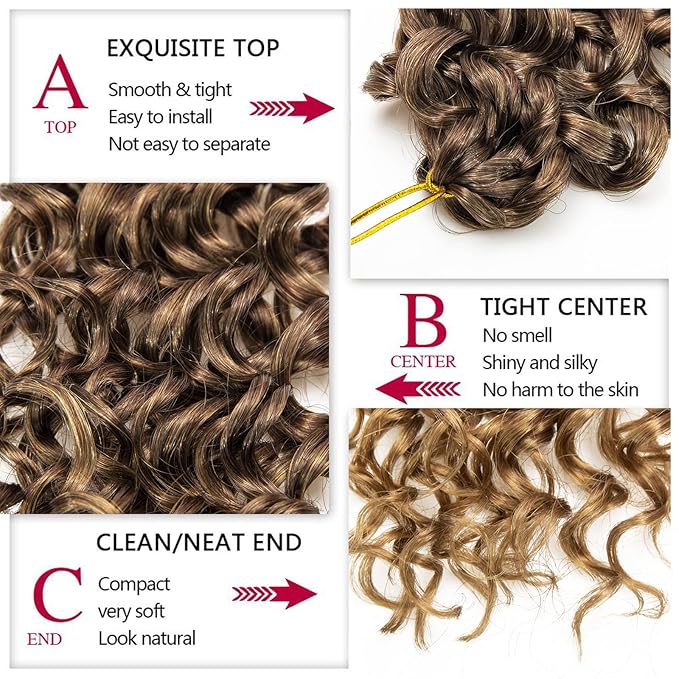 8 Packs Curly Crochet Hair GoGo Curl Crochet hair for Women Deep Wave Braiding hair,Synthetic Bohemian Crochet Braid Water Wave Crochet hair Extensions (12inch, 33/27)