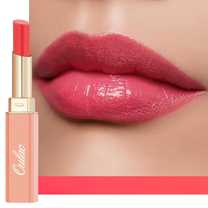 Oulac Watermelon Pink Lipstick - Moisturizing Lip Stick Glossy Tinted Lip Balm, Sheer Shine Juicy Finish, Lightweight and Hydrating Formula for Dry Lip Care, Vegan 2.2g/0.07oz (11)