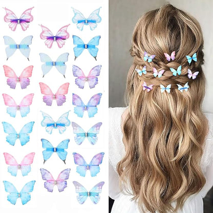 20Pcs Moving Glitter Hair Clips, Fairy Hair Accessories for Women and Teens, Colorful 90s Clips (Blue)
