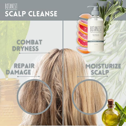 Organic Hair Conditioner for Dry & Inchy Scalp Women & Men, Keratin Treatment with Natural Macadamia Nut Oil& Rosemary Extract from Japan, Sulfate & Paraben Free, GRAPEFRUIT& SAGE, 16.2 Fl Oz