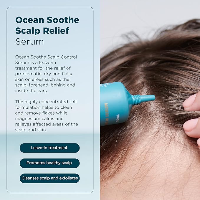 Ocean Soothe Scalp Relief Serum with Highly Concentrated Magnesium Salt for Dry and Flaky Skin, Quick Absorption, All Natural and Fragrance-Free Leave-In Scalp Treatment, 50mL