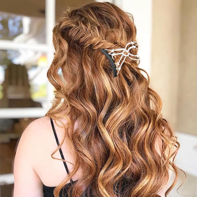 5 Pieces Stretchy Magic Adjustable Elastic Hair Comb Clips & Pins - No Crease Vintage Bun Makers for Women Girls, Curly Thick Wavy Ponytail Hair Accessories