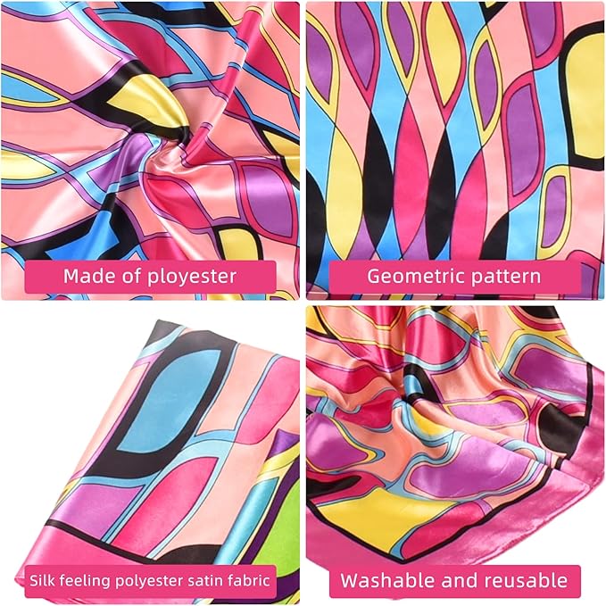 35 x 35 Women's Fashion Pattern Large Square Silk Like Hair Scarf Head Sleeping Wrap Satin Neck Bandana for Gift…
