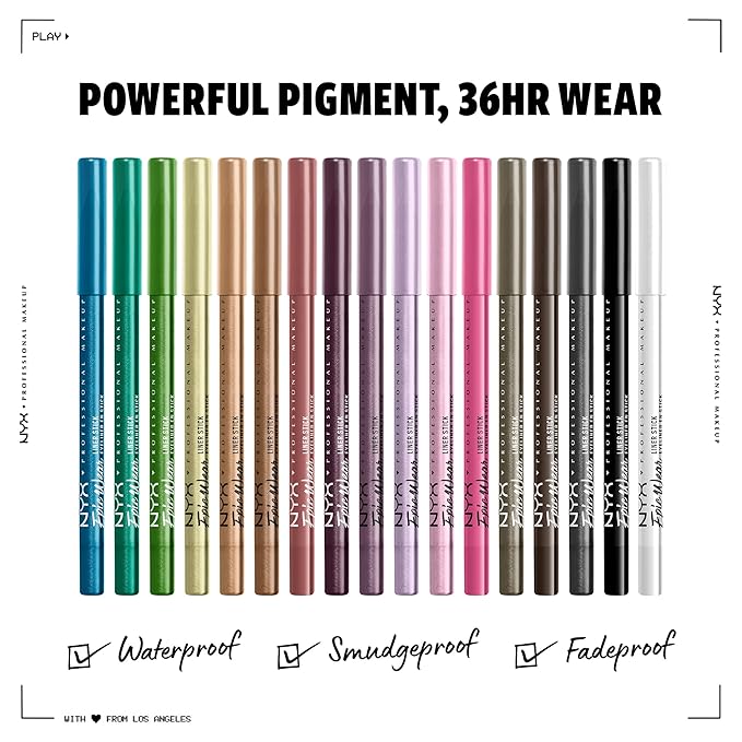 NYX PROFESSIONAL MAKEUP Epic Wear Liner Stick, Long-Lasting Eyeliner Pencil - Pack of 3 (Pure White, Pitch Black, Deepest Brown)