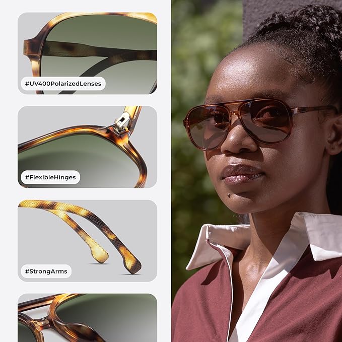 livho Trendy Polarized Aviator Sunglasses Women Men, Retro Sun Glasses for Women Men 2025, Oversized UV Protection Shades