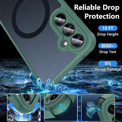 For Samsung Galaxy S23 FE Case 6.4'',Magnetic Galaxy S23 FE Case for Magsafe with Screen Protector [Military-Grade Protection] Shockproof Phone Case Samsung S23 FE Slim Protective Case S23 FE 5G,Green