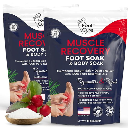 Muscle Care Foot Soak with Epsom Salts – Refreshing Blend for Relaxation & Foot Care – Helps Soften Skin – Soothes Tired Feet, Invigorating Scent, Spa Pedicure – Made in USA – 16oz (Pack of 2)