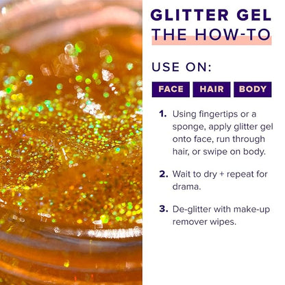 Unicorn Snot Face & Body Glitter - Cosmetic-Grade Holographic Glitter Gel - Makeup for Festivals, Raves, Anime Cosplay - Safe for Face, Easy Application & Removal, 1.7oz Orange (Fire)