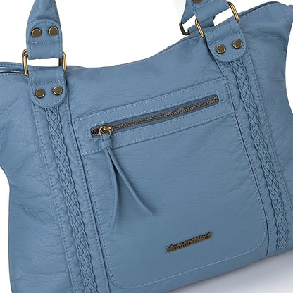 Montana West Washed Leather Hobo Bags for Women Roomy Handbags with Crossbody Strap