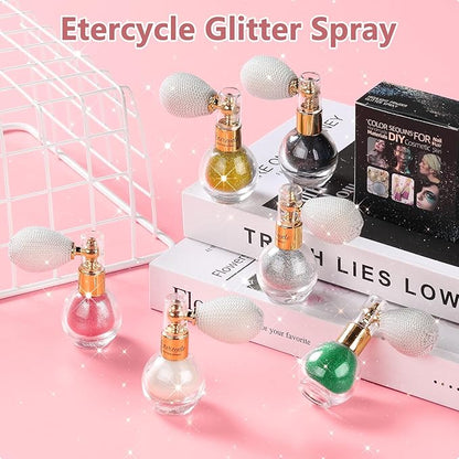 Etercycle Black Body Glitter, Hair Glitter Spray Fine Face Shimmer Powder, Longwear and Quick Drying Body Glitter Sparkly Glitter Gifts for Rave Clothes Nail Art Easter Christmas Halloween Crafts