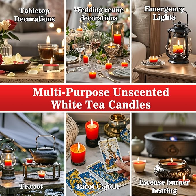 Red Green Tealight Candles Bulk - Tea Candles Lights Mini Votive Candle with Cotton Wick for Home,Pool,Shabbat,Wedding,Emergencies,Halloween,Christmas,Thanksgiving